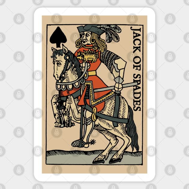 Antique Character of Playing Cards Jack of Spades Sticker by KewaleeTee